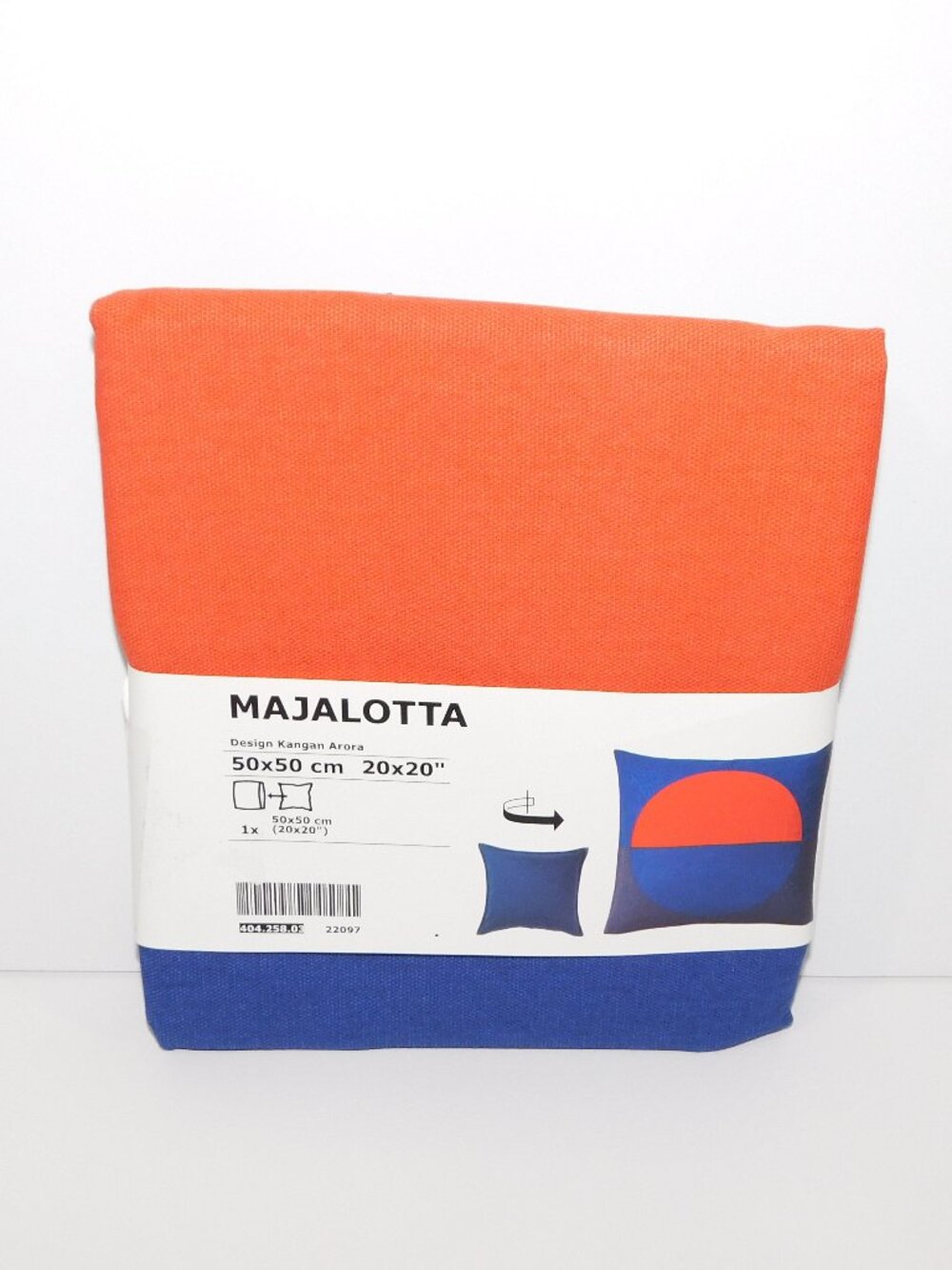 IKEA Majalotta 20" x 20" Cotton Throw Pillow Cushion Cover Orange Blue Circle